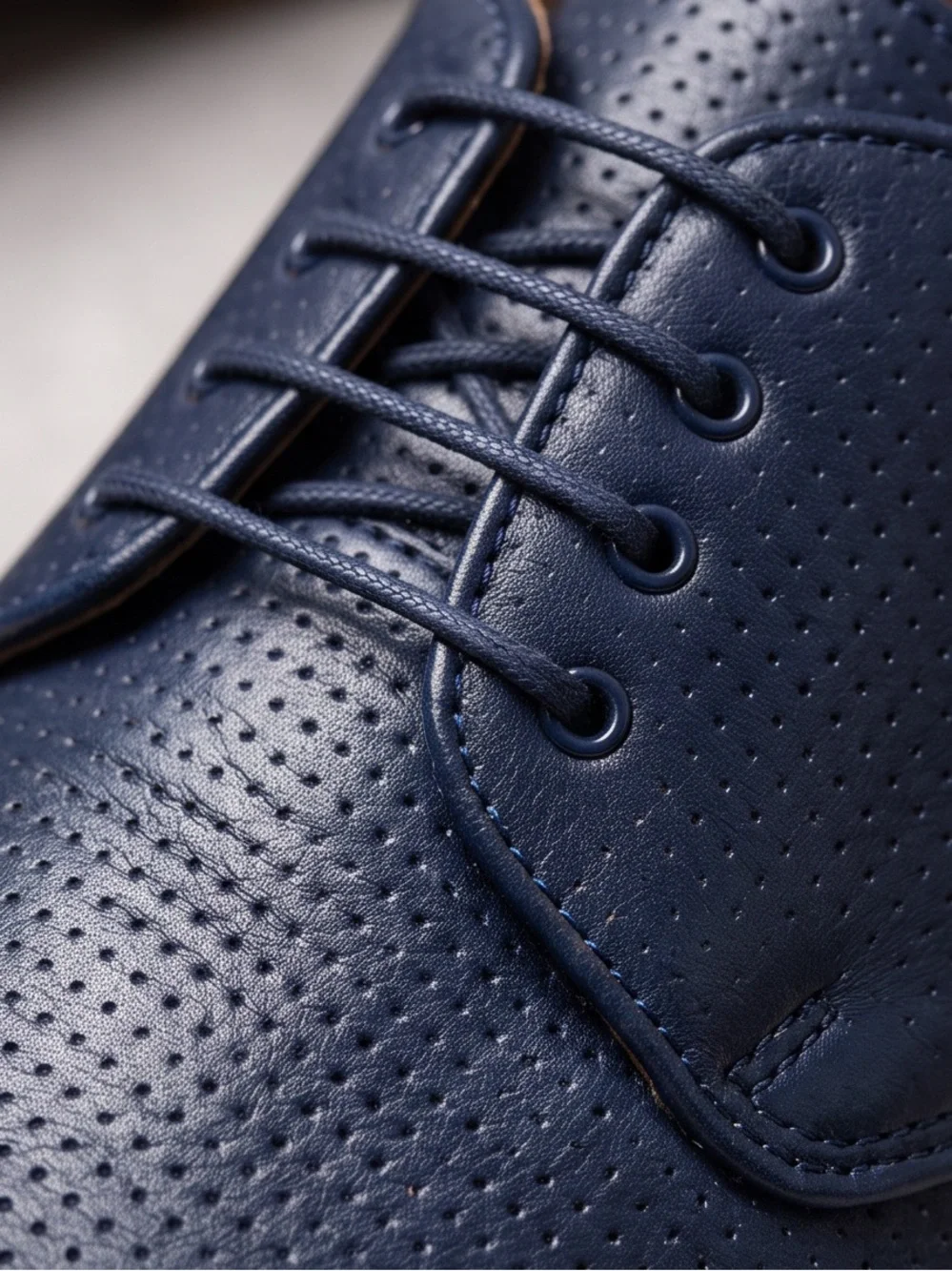 Baldinini Men’s Navy Perforated Soft Leather Comfort Derby Shoes